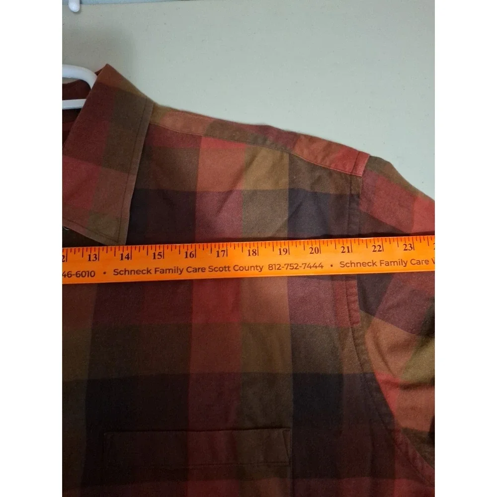 Orvis Mens XXL Tall Brown Plaid‎ Button Up Shirt Long Sleeve Wool Blend